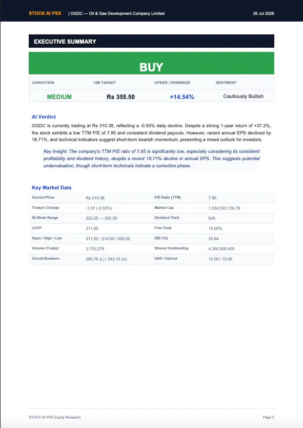 AI Equity Report: executive summary with BUY verdict